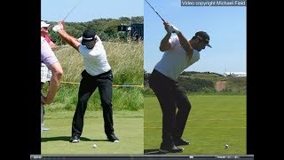 Jon Rahm golf swing  Long Iron faceon amp downtheline July 2017 [upl. by Aihtela]