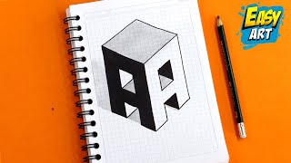 🟥 Dibujos 3D 😋 Como Dibujar LETRAS en 3D  letra A   How to Draw 3D Letters A  Easy Art [upl. by Rennoc]