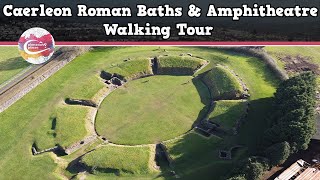 CAERLEON ROMAN BATHS amp AMPHITHEATRE WALES  Walking Tour  Pinned on Places [upl. by Ellehcil]