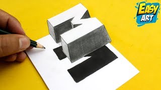 Super Facil ► How To Draw 3D Letters M │Dibujos Faciles│Como dibujar letras 3d [upl. by Krm156]