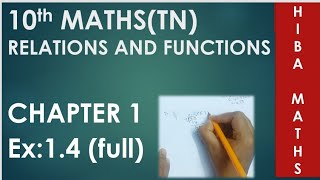 10th maths chapter 1 exercise 14 relations and functions full Answers tn samacheer hiba maths [upl. by Ahsiym35]