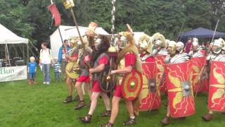 Roman Reenactment at the Amphitheatre in Caerleon Marching In [upl. by Eelarat]