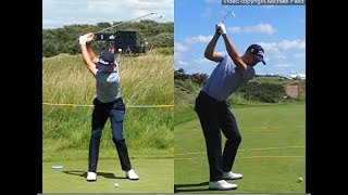 Justin Thomas golf swing  Long Iron faceon amp downtheline July 2017 [upl. by Salina]