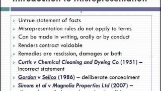 Misrepresentation Lecture 1 of 4 [upl. by Sixela623]