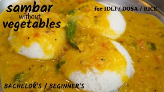 SAMBAR without vegetables  SAMBAR RECIPE for bachelors  Plain Sambhar  Easy Sambar  South Indian [upl. by Yesrod]