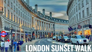 England Central London Sunset Walk  Relaxing Walking tour in West End London 4K HDR [upl. by Sholem744]